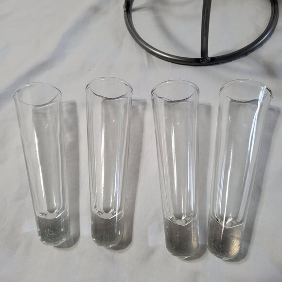 Candelaria Bud Vase with Pillar Plate 4 Glass Vases Wrought Iron Centerpiece - Picture 8 of 10